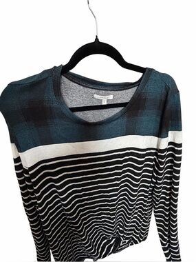 Maurice’s Mixed Pattern Striped Knit Top with Teal Yoke XXL NWT